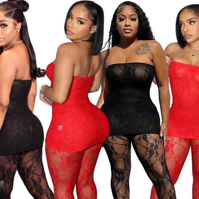 FA8378 Cross border supply of fashionable and sexy nightclub style mesh stockings and pants set for European and American women's clothing