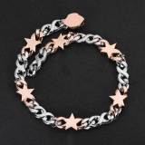 European and American hip-hop exaggerated collarbone chain, eye clasp, dual color pentagonal star 8-shaped Cuban chain, micro inlaid zircon for men and women's necklaces
