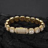 European and American cross-border jewelry 10mm love zircon rock sugar bracelet trendy brand personality full diamond hip-hop men's bracelet accessories