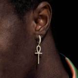New Hip Hop Earrings from Europe and America, Anke Key Cross Earrings, Men's and Women's Micro Set Zircon Personalized Anka Earrings