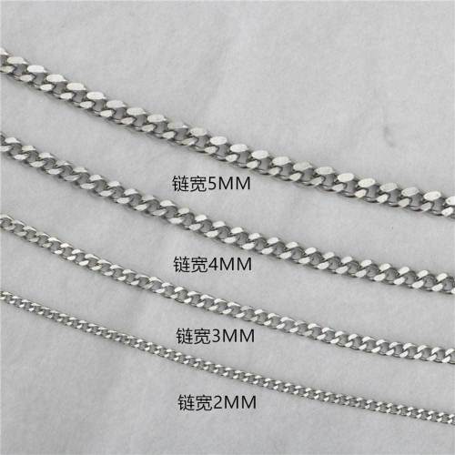 Wholesale 3mm cross-border supply stainless steel necklaces, thin chains, single woven double-sided polished Cuban chains, multiple sizes available