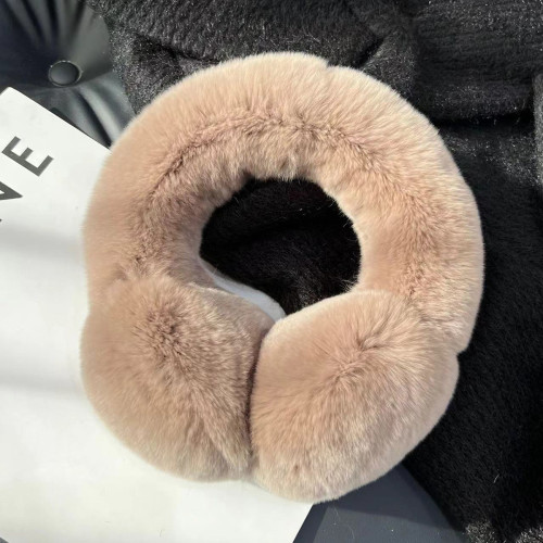 Double sided Rex Rabbit Hair Ear Cover with True Fur Grass Ear Cover for Men and Women Korean Edition Solid Color Scalable Ear Bag Winter Warm Ear Cover