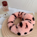 Men's and women's fashionable leopard print ear protectors, covered with otter rabbit fur, winter all-in-one warmth, in stock, adult earmuffs, fur