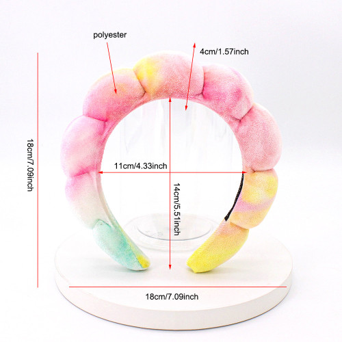 Golden velvet tie dyed sponge Fried Dough Twists headband cross-border European and American hair accessories female high skull top Korean velvet cloud bubble headband