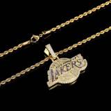 Hot selling hip-hop Lakers team pendant in Europe and America, micro inlaid with zircon trendsetter personality fan hiphop men's necklace