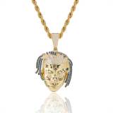 European and American hip-hop singer xxx tentacion head pendant with copper inlaid zircon trendsetter personality hiphop necklace