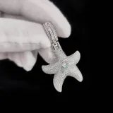 European and American cross-border hip-hop micro inlaid zircon pentagonal star pendant trendy brand personalized full diamond starfish pendant men's necklace