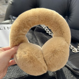 Double sided Rex Rabbit Hair Ear Cover with True Fur Grass Ear Cover for Men and Women Korean Edition Solid Color Scalable Ear Bag Winter Warm Ear Cover