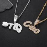 European and American hip-hop upper and lower case ladder signature letter splicing combination pendant creative zircon jewelry men's and women's sweater chain