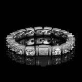 Cross border hot selling European and American hip-hop rock sugar chains, copper inlaid zircon bracelets, trendy brands, personalized fashion men's jewelry wholesale