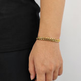 Wholesale of European and American trendy stainless steel Cuban chain hip-hop bracelets with double-sided diamond buckle, round grinding, encrypted titanium steel men's bracelets