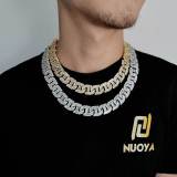 European and American hip-hop jewelry 16mm mixed with T-shaped zircon pig nose Cuban chain trendy brand personalized men's necklace bracelet