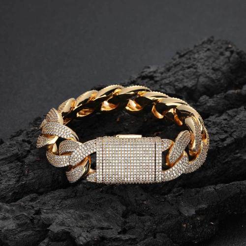 European and American New 20mm Four Row Diamond Bubble Cuban Chain Zircon Bracelet Cross border Personalized Men's Jewelry Hip Hop Bracelet