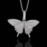 Cross border hip-hop zircon butterfly pendant from Europe and America, trendy brand, personalized women's necklace jewelry, sweater chain accessories, pendant