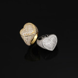 Wholesale of New Hip Hop Rings in Europe and America, Copper Set Zircon Heart Ring, Street Trendy People, Personalized Trendy Brands, Men's Jewelry