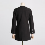 Spring New Style Commuter Style Wrinkled V-neck Design Feels Slim and Slim with Waist Reduction Long sleeved Suit Coat