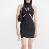 Spring New Hollow Twist Design Feeling Slim Fit and Sleeveless Knitted Tank Top Dress Women's Sexy Dress