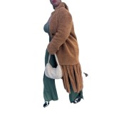 Autumn and winter new niche design sense coat for women, fashionable granular velvet tassel fur strip patchwork coat for women