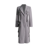 Spring New Fashionable and Elegant Style with Multiple Pockets for Decorative Design, Long Style Suit Coat, Slimming Suit Top