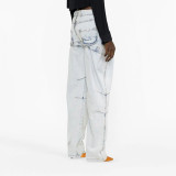 Spring new Korean style structural trendy straight leg jeans, women's high waisted loose and slimming casual pants