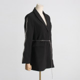 Spring New Fashionable and Stylish, Hollow out Design, Water Diamond Sleeves, Pearl Belt, Slimming Suit Coat for Women