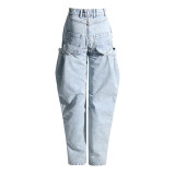 Spring new Korean style structural trendy straight leg jeans, women's high waisted loose and slimming casual pants