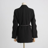 Spring New Fashionable and Stylish, Hollow out Design, Water Diamond Sleeves, Pearl Belt, Slimming Suit Coat for Women