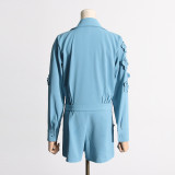 Spring New Fashionable and Stylish Style, Three Dimensional Flower Design Sense, Waist Closing and Slimming jumpsuit, European and American Cross border Shorts
