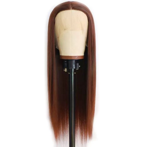 Cross border New European and American Lace Wig Women's Wig Long Straight Hair Brown Full Top Chemical Fiber Split Head Cover Wholesale