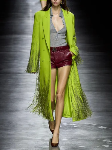Spring new fashion trend splicing tassel design, loose and slimming style suit jacket, women's top