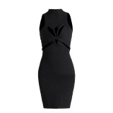 Spring New Hollow Twist Design Feeling Slim Fit and Sleeveless Knitted Tank Top Dress Women's Sexy Dress