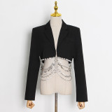 Hepburn Trendy Skirt Set Early Spring New Water Diamond Chain Suit+Hip Wrap Slim Fit Short Skirt