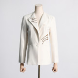 Suit jacket, women's spring new Korean version, niche rhinestone hollowed out design, temperament, commuting suit top