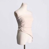 French retro Hong Kong style style strapless vest, summer new niche design, spicy girl slimming top for women