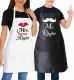 Amazon's best-selling waterproof and stain resistant couple apron set, a silk screen apron for both husband and wife with matching pockets