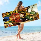 Manufacturer's cross-border direct supply cartoon square beach towel, towel cloth, bath towel shawl, double-sided velvet, single-sided printing