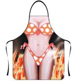 Funny personality creative apron, muscular men's bikini series cartoon couple apron manufacturer wholesale Korean version apron