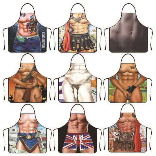 Simple neck hanging design, popular Amazon men's chest sexy print apron, cross-border e-commerce apron manufacturer wholesale