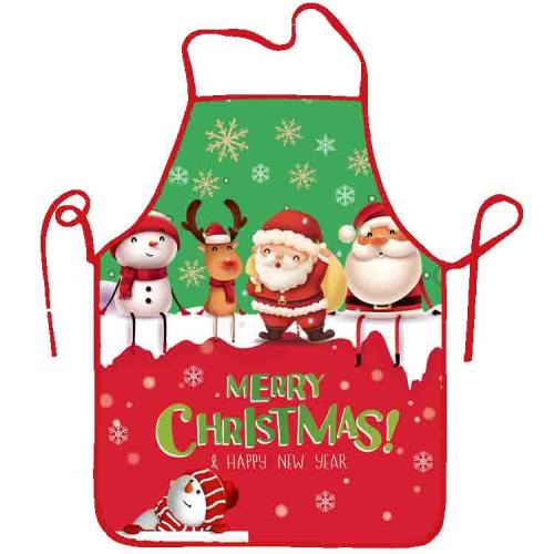 Customized Christmas Apron Cross border Bestselling All Polyester Fabric Sleeveless Digital Printing Christmas Apron Christmas Decoration