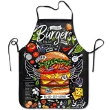 Cross border apron polyester digital print pizza print apron waterproof and oil resistant kitchen sleeveless household apron print