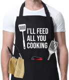 Amazon's best-selling apron for couples, kitchen barbecue, cross-border foreign trade logo letter I'LL FEED