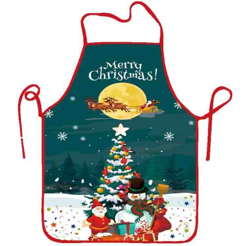 Customized hanging neck style simple Christmas apron made of polyester fabric, digital printed sleeveless Christmas apron decoration