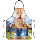 Funny personality creative apron, muscular men's bikini series cartoon couple apron manufacturer wholesale Korean version apron