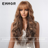 New Paris painted dyed internet celebrity fashion wig air bangs long curly hair large wave gradient platinum wig set