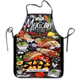 Cross border apron polyester digital print pizza print apron waterproof and oil resistant kitchen sleeveless household apron print