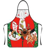 Customized printing for a color matching apron, cross-border hot selling Christmas party decoration, anti fouling kitchen apron