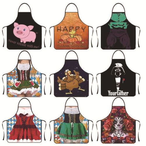 Cross border e-commerce neck hanging apron creative personality kitchen apron cartoon apron cover wholesale one piece for shipping
