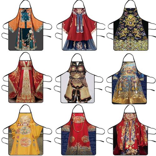 Professional Design Creative Fun Series Waterproof Apron Printed Dragon Robe Apron Chinese Traditional Clothing Printed Apron