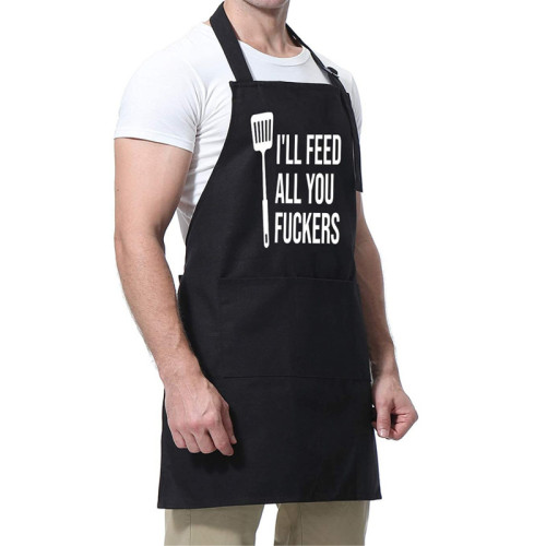 Amazon's best-selling apron for couples, kitchen barbecue, cross-border foreign trade logo letter I'LL FEED