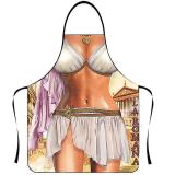 Funny personality creative apron, muscular men's bikini series cartoon couple apron manufacturer wholesale Korean version apron
